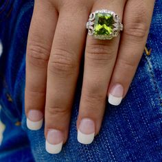 Radiant Cut High Himalayan (Pakistani) Peridot and Diamond Ring Ear Jacket Earring Gold, Gold Ear Jacket, Diamond Tops, Bezel Earrings, Minimalist Engagement Ring, Ear Jacket Earring, Gold Ear Cuff, Simple Diamonds, Stud Style