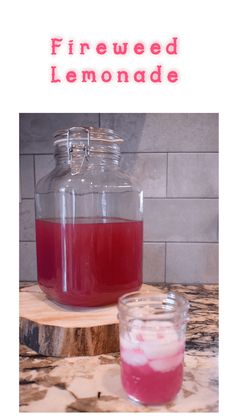 a jar filled with liquid sitting on top of a table