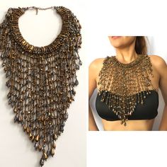 Stunning Bronze Tone Beaded Fringe Necklace. Perfect For A Photo Shoot! -Bronze Tone -Beaded Fringe Detail -Adjustable Lobster Clasp -One Size Fits All Metal Beaded Necklaces With Round Beads For Party, Party Beaded Chain Necklace With Metal Beads, Party Beaded Necklace With Metal Beads, Party Metal Beaded Chain Necklaces, Adjustable Beaded Necklace With Large Beads For Party, Party Beaded Necklace With Large Metal Beads, Costume Jewelry Bib Necklace With Round Beads For Party, Party Costume Jewelry Bib Necklace With Round Beads, Metal Beaded Necklaces With Faceted Beads For Party