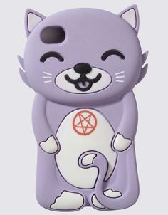 a purple phone case with a cat on it