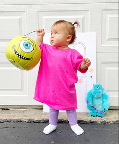 Boo Monsters Inc Toddler Costume, Toddler Girl Costume Diy, Infant Boo Costume Monsters Inc, Diy One Year Old Halloween Costume, Toddler Costume Ideas Girl, Cute Sibling Halloween Costumes, 6 Month Old Costume, Girl Toddler Costumes Halloween, Baby Costumes Girl Diy