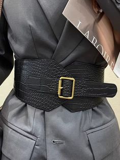 Come to Stylewe to buy Belts at a discounted price, SPU: 1BBE9DC61C, Color: Black, Pattern:Plain, Theme:All Season. Exclusive Fashion, Waist Belt, Season Colors, Independent Designers Fashion, Belt Buckles, Buckle, Cuff, Black