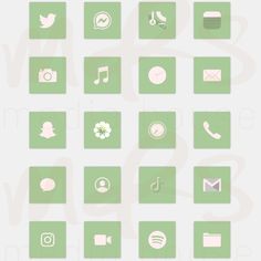 the icons are all green and have white letters on them, including an image of a phone