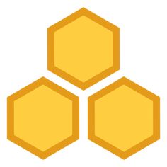 three hexagonals are shown in yellow on a white background, with the same color