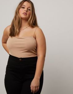 Curve Cropped Tank Top Plus Size Tops Khaki 1XL -2020AVE Plus Size Juniors, Plus Size Light Skin Women, Best Photo Angles For Plus Size, Basic Everyday Top With Spaghetti Straps, Basic Everyday Tops With Spaghetti Straps, Basic Solid Color Camisole Tops, Basic Tops With Built-in Bra, Basic Solid Spaghetti Strap Tops, Croped Plus Size