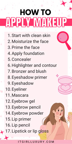 Get the perfect look every time! Learn how to apply makeup step by step for beginners. Achieve flawless beauty effortlessly. how to apply makeup chart | how to apply makeup primer | how to apply makeup on face | how to apply makeup step by step like a professional | how to apply makeup properly | how to look perfect all the time | how to look perfect in photos Makeup Routine Guide, Face Charts, Makeup Brushes Guide, Make Up Tutorials, Learn Makeup, Beginners Eye Makeup, Simple Makeup Tips, Makeup Face Charts, Makeup Artist Tips