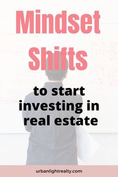 a man standing in front of a whiteboard with the words mindset shifts to start investing