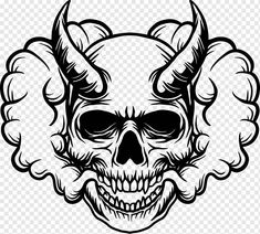 a skull with horns on it's head