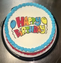 a happy birthday cake with the words happy birthday on it's frosting and icing