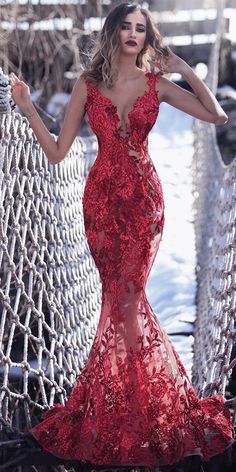 Your Lovely Red Wedding Dresses ★ #bridalgown #weddingdress Red Dress Wedding, 파티 드레스, Trumpet Wedding Dress, Bridal Dresses Lace