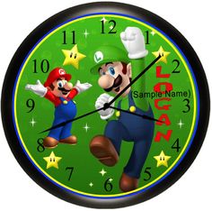 a clock with mario and luigi on it