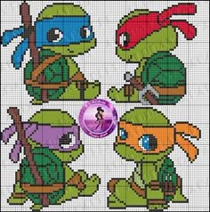 the cross stitch pattern for teenage mutant turtles