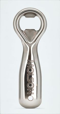 a metal bottle opener with the word moloton printed on it's side