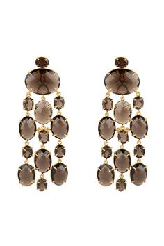 BOUNKIT JEWELRY-Smoky Quartz Cascade Earrings-BROWN Top Selling Jewelry, Interchangeable Earrings, January Birthstone Jewelry, Reception Look, Yellow Quartz, Red Carpet Look, Aesthetic Jewelry, Forever Jewelry, Quartz Jewelry