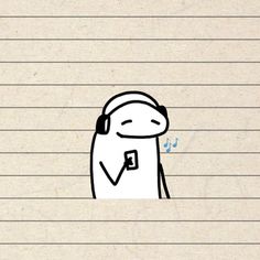 a drawing of a person with headphones on