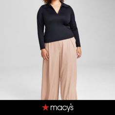 in stock Plus Size Top, Trendy Plus Size, Wide Leg Trousers, Then And Now, Long Sleeve Top, Effortless Style, And Now, Long Sleeve Tops, Sleeve Top