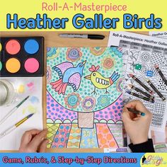 an adult coloring book with the title roll - a - masterpiece featherer caller birds