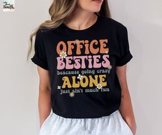 Retro Office Besties Front Office Squad Shirts For Group This updated unisex essential fits like a well-loved favorite. Super soft cotton and excellent quality print makes one to fall in love with it over and over again. .: Retail fit .: 100% Soft cotton (fibre content may vary for different colors) .: Heather colors are not 100% cotton (at least 50% cotton) .: Light fabric (4.2 oz/yd² (142 g/m .: Tear away label .: Runs true to size IMPORTANT: Size Chart Information Please double check your siz Office Admin, Retro Office, Staff Gifts, Office Staff, Front Office, Squad Shirt, Back To School Outfits, School Outfits, Crafts To Make