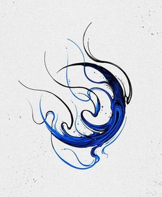 an abstract blue swirl on a white background