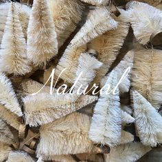 the words natural are written in white letters on a pile of dried up furs