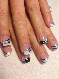 Charcoal Grey French Tip Nails, Dark Gray French Tip Nails, Black Nails Grey Tips, Black White And Grey French Tip Nails, Gray And Black French Nails, French Dip Nails Powder, Black Nails Simple, French Dip Nails, Short Black Nails