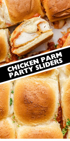 chicken parm sliders Chicken Parmesan Sliders Recipe, Chicken Parm Sliders, Easy Chicken Parm, Cheesy Chicken Parmesan, Parm Sliders, Buffalo Chicken Flatbread, Lemon Kale Salad, Parmesan Sliders, Ground Chicken Tacos