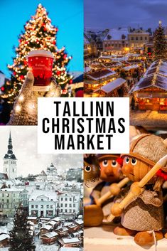 the collage shows christmas markets in different countries