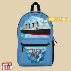 [Bestseller] School backpacks for girl, Titanic girls backpack, vintage kids backpack Boys Backpack, Preschool Backpack, School Backpack Boys, Ocean Room, Backpack For School, Backpack Vintage, School Bookbags, Handmade Backpacks, Gifts For Teen Boys