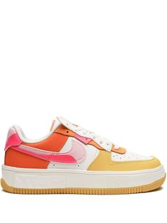 Nike Air Force 1 Fontanka "Summit White/Hyper Pink" Sneakers - Farfetch Color Changing Air Forces, Nike Colorful Shoes, Painting Air Force 1, Painted Nike Shoes, Colorful Sneakers Women, Sunset Shoes, Nike Air Force 1 Fontanka, Preppy Sneakers, Tenis Air Force