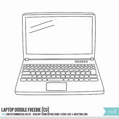 a laptop computer sitting on top of a white sheet with the words laptop doodle free ecu