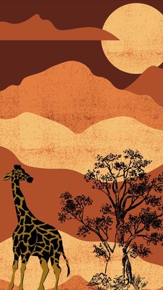 a giraffe standing in the middle of a desert