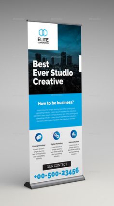 a roll up banner with the words best ever studio creative on it