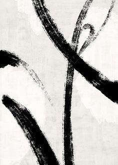 black and white abstract painting with brush strokes