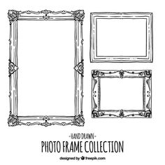 hand drawn photo frame collection in black and white