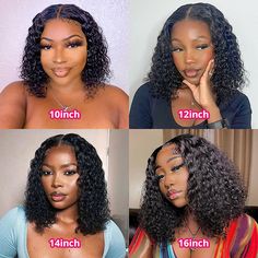 Brazilian Water Wave Short Bob Wig 4x4 Closure Wig Human Hair Curly Bo - LollyHair Short Water Wave Wig, Cranberry Hair, Short Curly Bob Wig, Wave Short Bob, 4x4 Closure Wig, Brazilian Water Wave, 4x4 Lace Closure Wig, Curly Bob Wig, Water Wave Wig