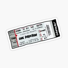 a one direction ticket sticker on a white background