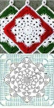 two pictures with different designs on them, one is red and the other is green