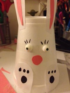 a close up of a white bunny shaped object