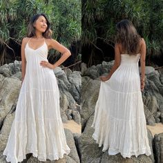 Boho Wedding Dresscotton Maxi Dressdeep V Neck Maxi - Etsy White Flowy Lace Dress, Tiered Cotton Maxi Dress For Beach, Beach Dress Photoshoot, Anthropologie White Dress, White Flowy Maxi Dress, Flowy Lace Dress, Maxi Dress Beach, Casual Beach Wedding, Dress Deep V Neck