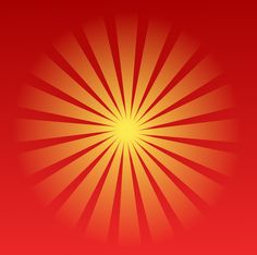 an orange and yellow sunburst on a red background