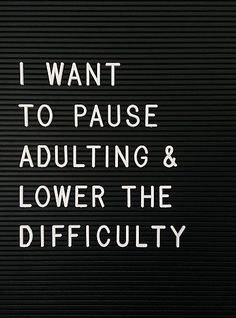 a sign that says i want to pause adulting and lower the difficulty