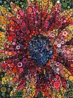 an abstract painting made up of many different colored circles