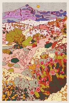 an image of a desert landscape with flowers