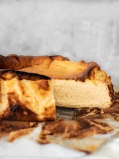 a piece of cheesecake sitting on top of a table