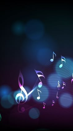 an abstract background with musical notes and lights