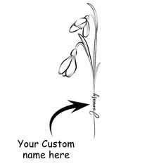 a flower with an arrow pointing to the center and texting your custom name here