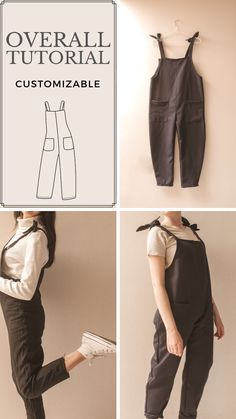 Overall Sewing Tutorial Easy Sew Overalls, Easy Overalls Sewing Pattern Free, Free Clothing Patterns For Women Sewing, Overall Pattern Sewing Women, Free Sewing Patterns Overalls, Diy Jumper Pattern, Overall Sewing Pattern Free, Sew Overalls Free Pattern, Diy Overalls Pattern