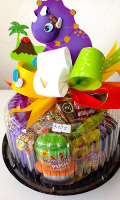 an assortment of candy and candies in a plastic container