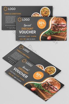 two restaurant voucher cards with an image of a burger