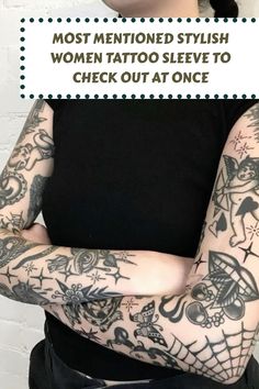 a woman with tattoos on her arm and arms